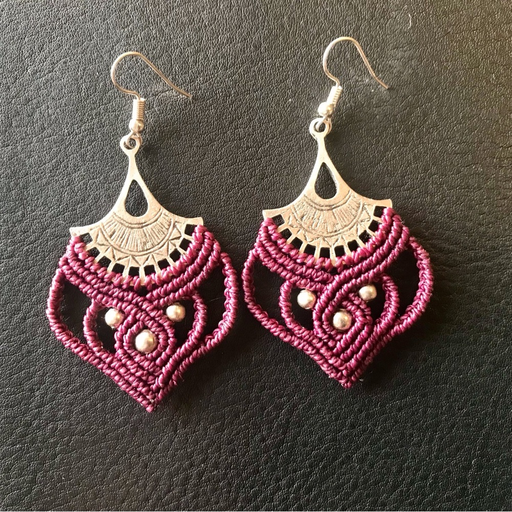 HANDCRAFTED STERLING AND MACRAME BOHO EARRINGS